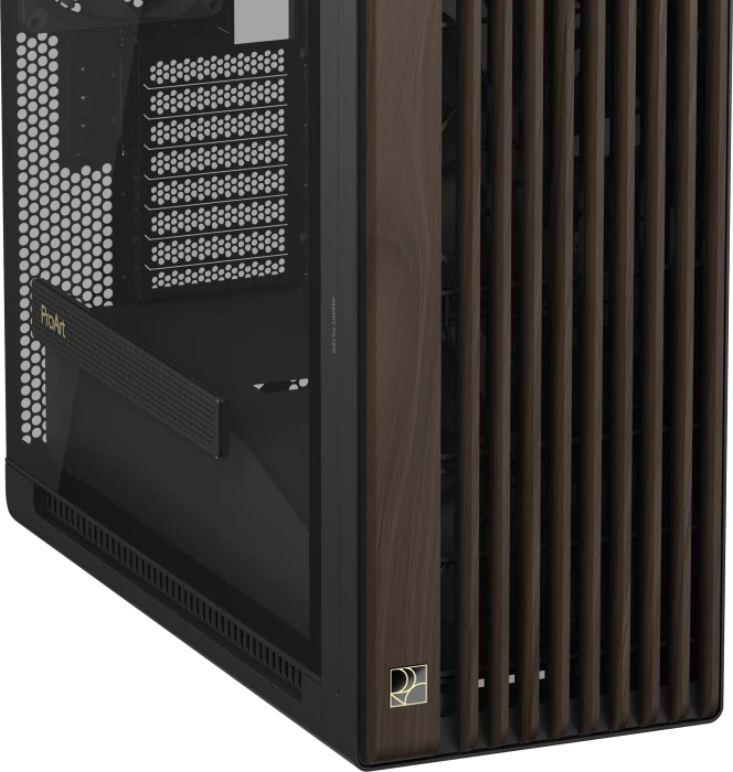 ASUS ProArt PA602 Wood Edition Modern Black, schwarz/braun, Tempered Glass Panel, Glasfenster