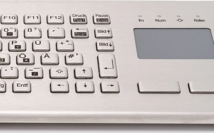 GETT InduKey KV23203 TKV-084-FIT kompakte Edelstahltastatur, Touchpad, USB, DE