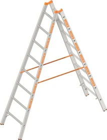 Layher Topic 1039 Alu 2-tlg. Stehleiter, 2x 8 Stufen