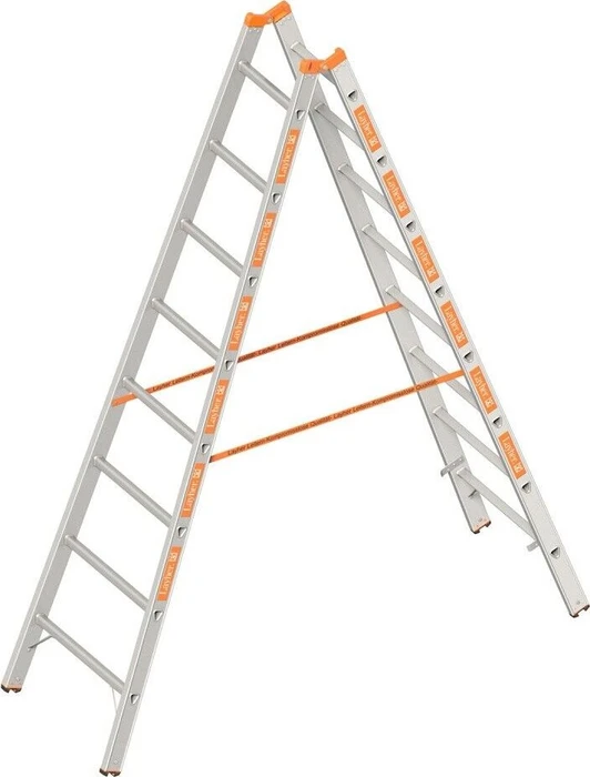 Layher Topic 1039 Alu 2-tlg. Stehleiter, 2x 8 Stufen