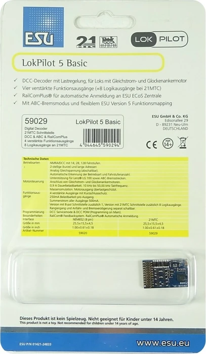 ESU LokPilot 5 Basic, 21MTC NEM660