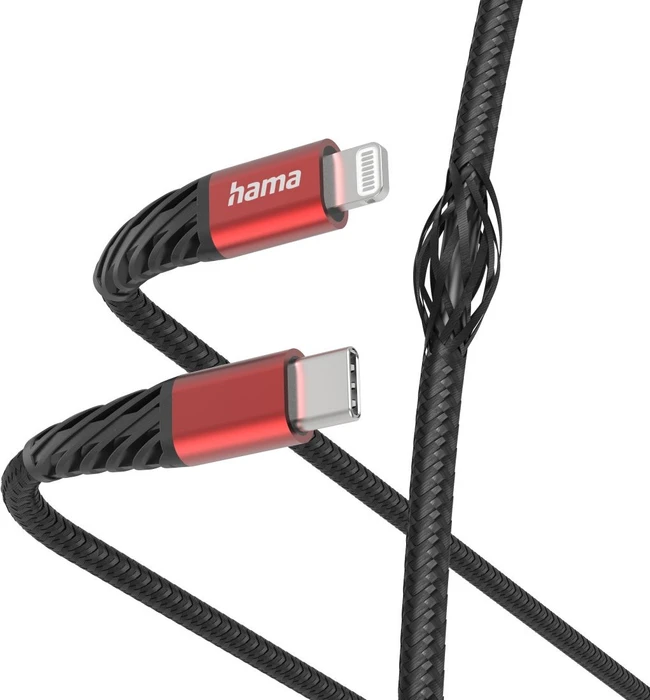 Hama Ladekabel Extreme USB-C/Lightning 1.5m Nylon schwarz/rot