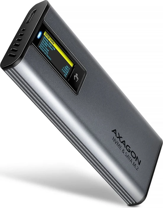 Axagon M.2 Festplattengehäuse, M.2 PCIe, Display Box, USB-C 3.1