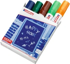 edding 4090 Kreidemarker blau/grün/braun/hellgrün/neonorange, 5er-Set