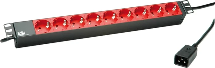 Bachmann 19" IT PDU Basic, 1HE, 9-fach, 230V, schwarz/rot, 2m