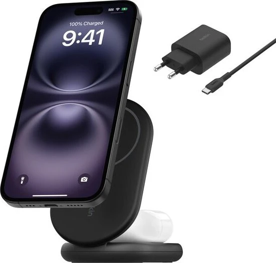 Belkin Magnetische, einklappbare, kabellose 2-in-1-Ladestation mit Qi2 (15W)