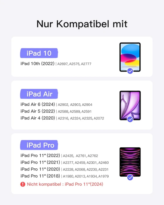 Inateck Tastatur Hülle für iPad Air 6 11"/iPad Air 5/iPad 10/iPad Pro 11", schwarz, DE