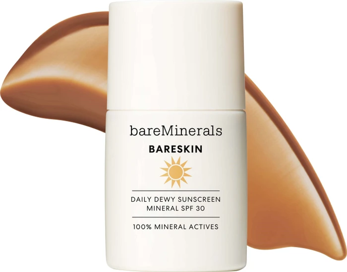 bareMinerals BareSkin Daily Dewy Mineral Sunscreen sheer medium deep LSF30, 30ml