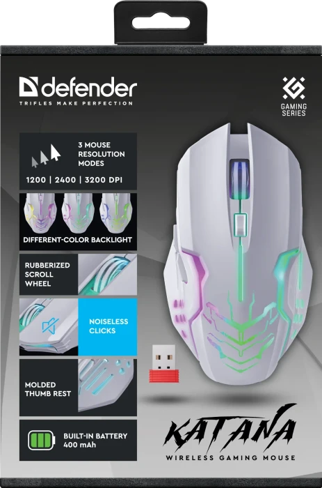 Defender Katana GM-511 Wireless Gaming Mouse weiß, USB