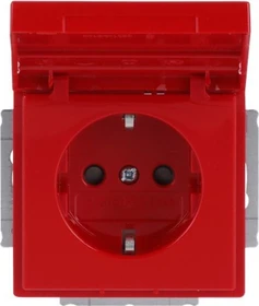 Busch-Jaeger Future Linear Steckdosen-Einsatz mit Klappdeckel und Beschriftungsfeld, rot