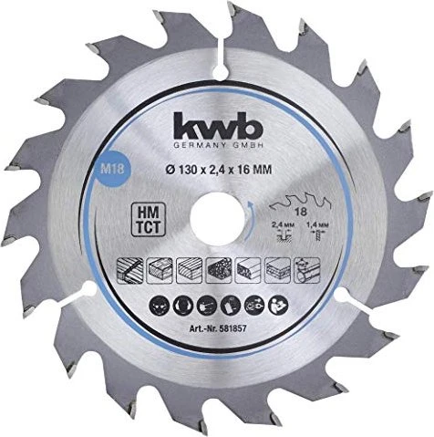 kwb M18 HM Kreissägeblatt 18Z, 130x1.4x16mm, 1 Stück