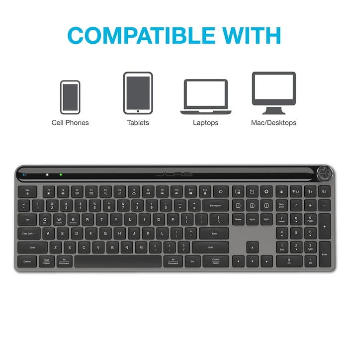 JLab Epic Wireless Keyboard, schwarz, LEDs weiß, USB/Bluetooth, DE
