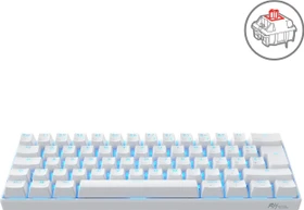RK Royal Kludge RK61 60% Wireless, weiß, LEDs blau, Kailh RED, USB/Bluetooth, DE
