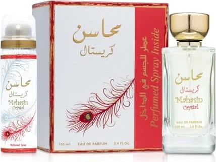 Lattafa Mahasin Crystal Red EdP 100ml + Deo Spray 75ml Duftset