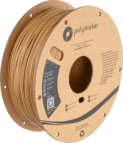 Polymaker PolyLite LW-PLA, Wood, Spule, 1.75mm, 800g