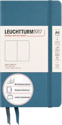 Leuchtturm1917 Pocket Notizbuch, A6, glatt, Hardcover, stone blue, 93 Blatt