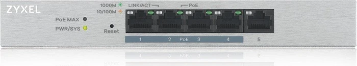 Zyxel GS1200 Desktop Gigabit Smart Switch, 5x RJ-45, 60W PoE+