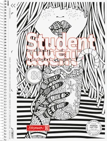 Brunnen Student Premium ZENart Collegeblock, A4, Lineatur 28, Cocktail, 80 Blatt