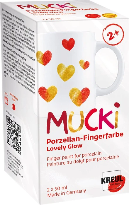 Kreul Mucki Porzellan-Fingerfarbe, rot/gold, 50ml, 2er-Set
