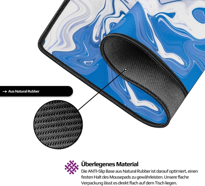 Nyfter Nyfpad XXL Liquid Premium Gaming Mousepad, 900x500mm, Design weiß/blau