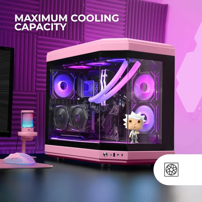 Mars Gaming MC-3TP, rosa, Glasfenster