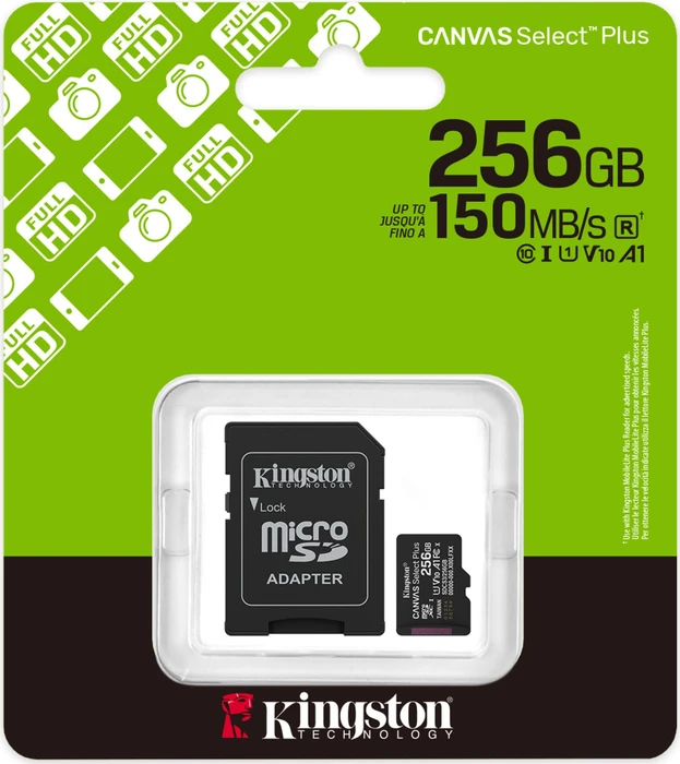 Kingston Canvas Select Plus Gen3 R150 256GB Kit, UHS-I U1, A1, Class 10