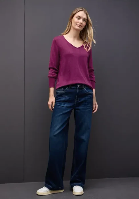 Street One V-Neck Pullover berry paradise (Damen)