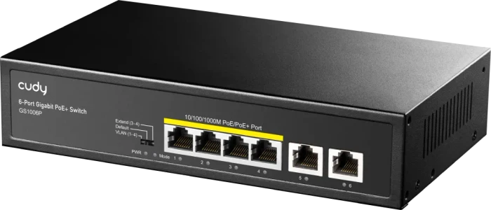 Cudy GS100 Series Desktop Gigabit Switch, 6x RJ-45, 60W PoE+
