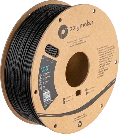 Polymaker PolyLite LW-PLA, schwarz, Spule, 1.75mm, 800g