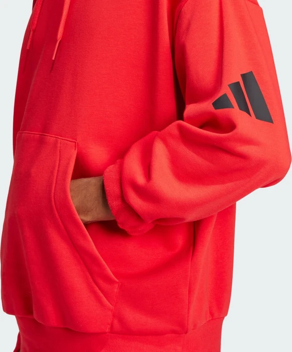 adidas Essentials Loose-Fit 3-Streifen Logo French Terry Hoodie pure ruby/black (Herren)
