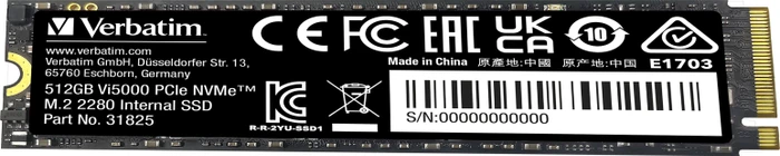 Verbatim Vi5000 PCIe NVMe SSD 512GB, M.2 2280 / M-Key / PCIe 4.0 x4