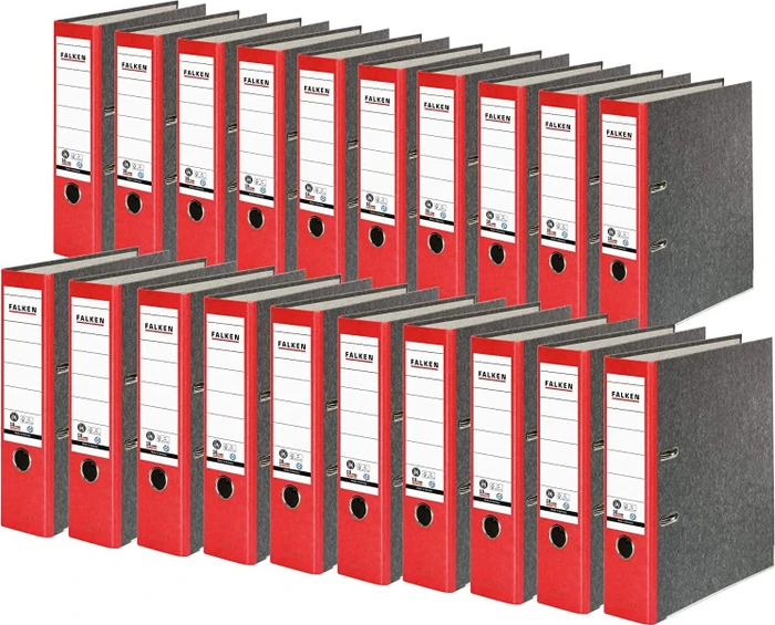 Falken Wolkenmarmor Ordner 2-Ring Recycling, 80mm, A4, rot, 20er-Pack