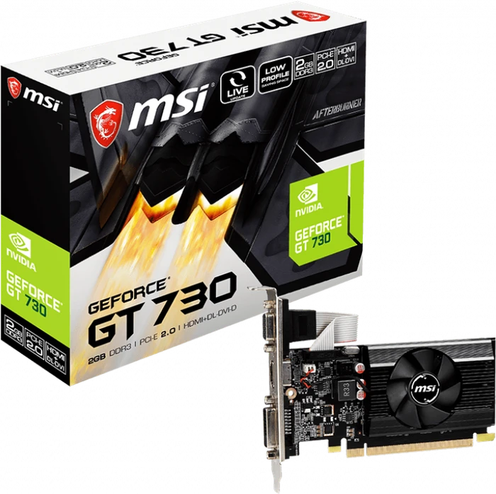 MSI GeForce GT 730, N730K-2GD3/LP, 2GB DDR3, VGA, DVI, HDMI