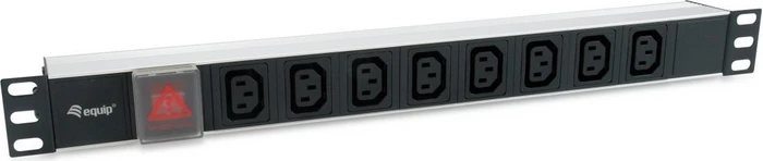 Equip 19" PDU Aluminium Steckdosenleiste, mit Schalter, 1HE, 8-fach, 16A/250V, silber, 1.8m