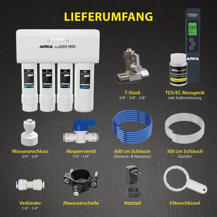 ARKA MyAqua 1900 Umkehrosmoseanlage mit 24V Druckerhöhungspumpe