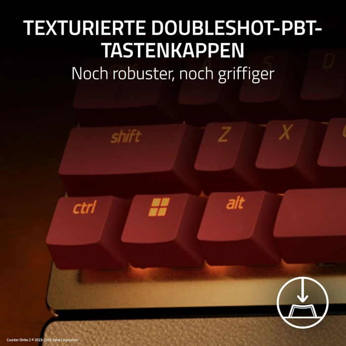 Razer Huntsman V3 Pro Tenkeyless, Counter-Strike 2 Dragon Lore Edition, gold/rot, LEDs RGB, Razer Analog Optical Switch Gen-2, USB, US