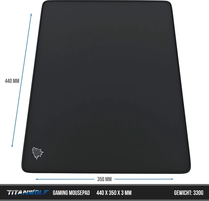 Titanwolf XXL Speed Gaming-Mauspad, 440x350mm, schwarz