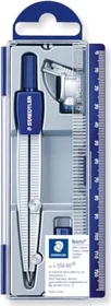 Staedtler Noris Club 550 Schulzirkel Metall mit Bleieinsatz, Universaladapter, silber/blau, Klappdeckeletui
