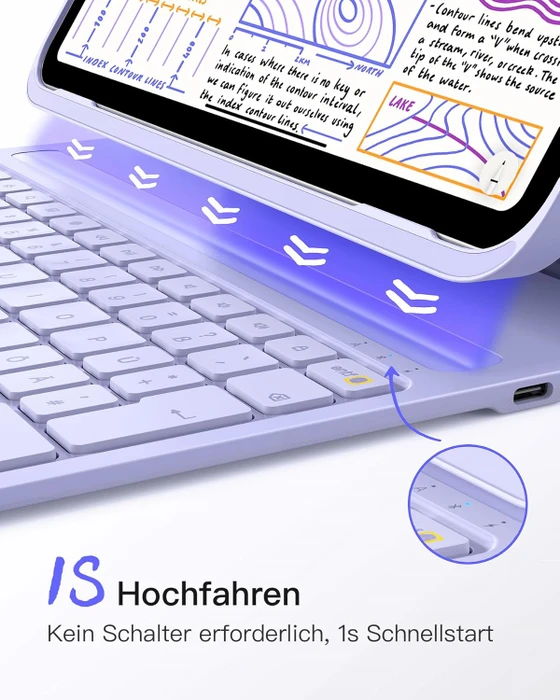 Inateck Superleicht Tastatur Hülle für iPad Air 6 11"/iPad Air 5/iPad 10/iPad Pro 11", violett, DE