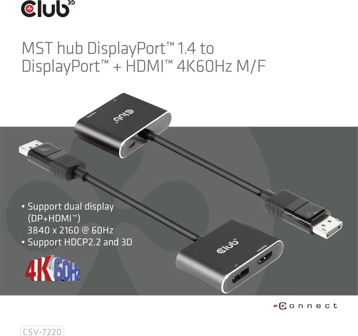 Club 3D DisplayPort 1.4 [Stecker} auf 1x DisplayPort [Buchse] und 1x HDMI [Buchse]