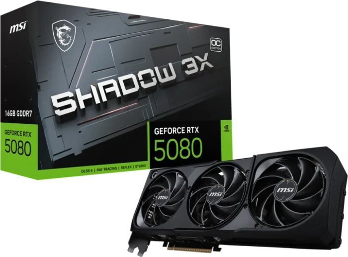 MSI GeForce RTX 5080 16G Shadow 3X OC, G5080-16S3C, 16GB GDDR7, HDMI, 3x DP