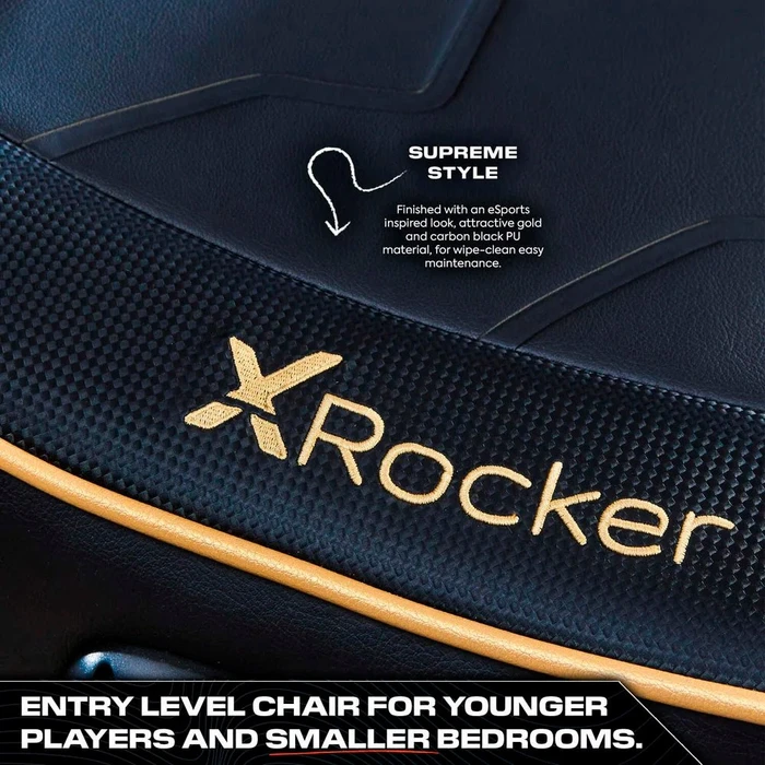 X Rocker Shadow 2.0 Audio Floor Rocker Gaming-Bodensessel für Kinder/Jugendliche, schwarz/gold