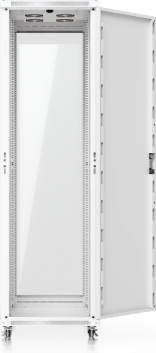 Ubiquiti 42U Rack Cabinet, 19" Rackschrank 42HE, mit Rollen, Glastür, weiß, 1000mm tief