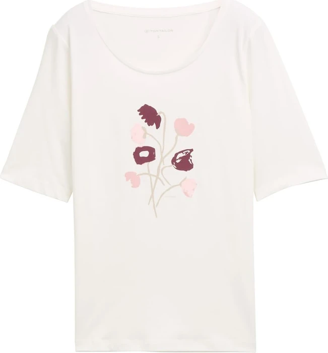 Tom Tailor Print T-Shirt kurzarm off white (Damen)