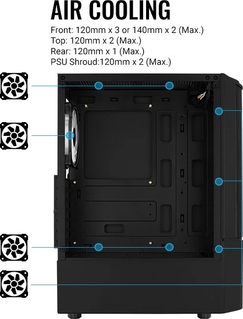 AeroCool Quantum Mesh [V2], schwarz, Lüfter LED Fixed RGB, Glasfenster