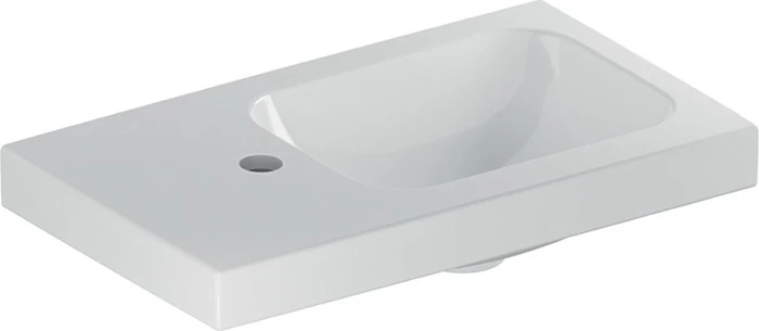 Geberit iCon Light Handwaschbecken 53cm mit Ablagefläche links, Hahnloch links, weiß/KeraTect