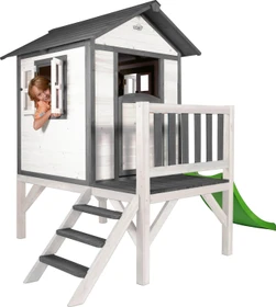 Axi Spielhaus Lodge XL weiß/grau mit Rutsche grün