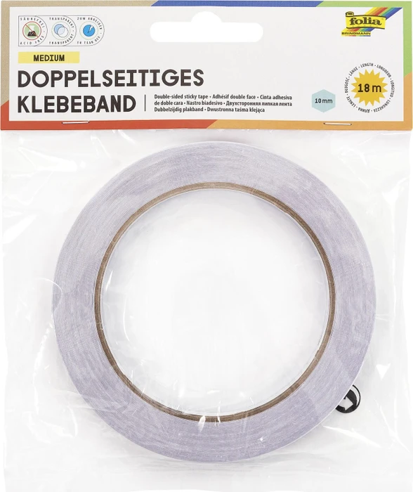 Folia Doppelseitiges Klebeband transparent, 10mm/18m, 1 Stück