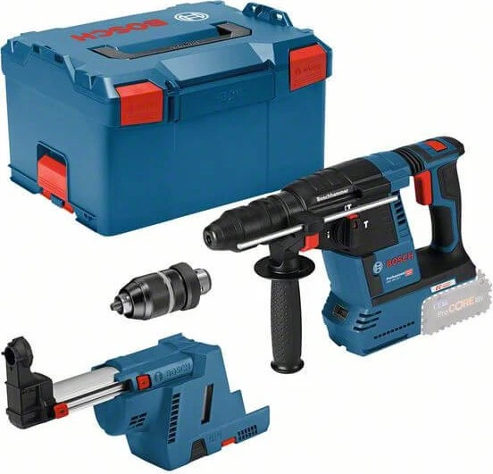 Bosch Professional GBH 18V-26 F Akku-Bohr-/Meißelhammer solo inkl. L-Boxx + Absaugeinheit