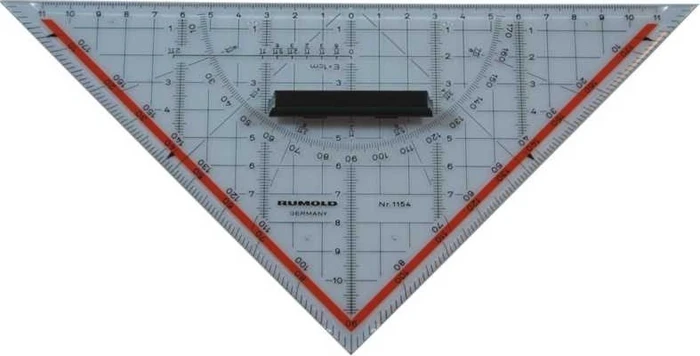 Rumold Technisches Zeichendreieck 25cm, mit Griff, transparent
